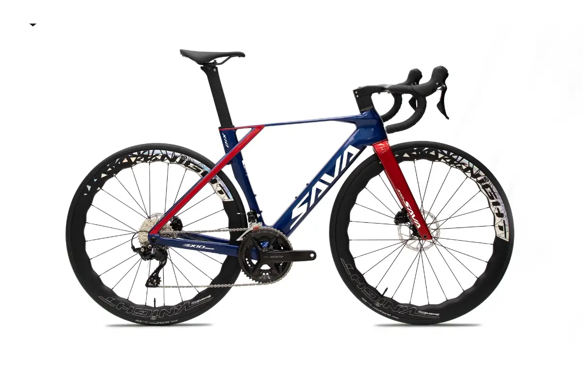 xe đạp đua Sava X10 màu xanh đỏ