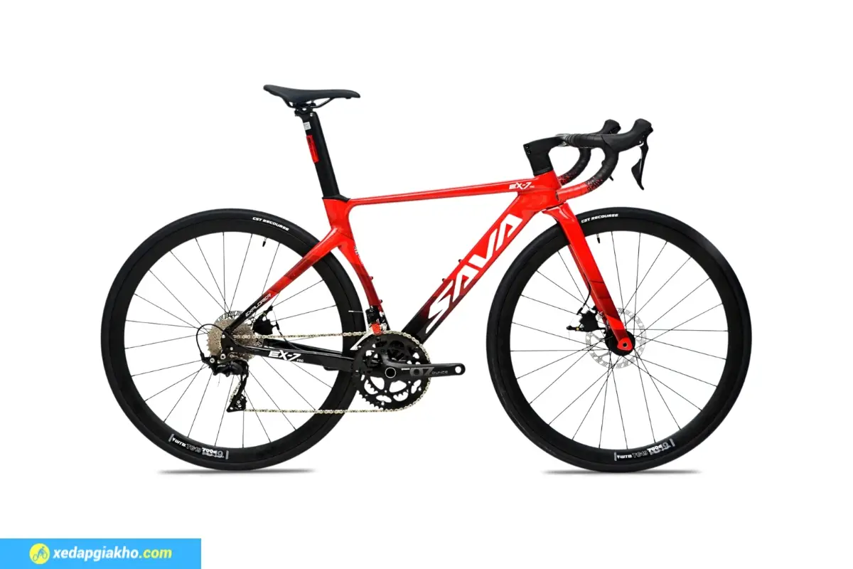 Xe Đạp Đua Sava EX7 Pro 7000S màu đỏ ruby