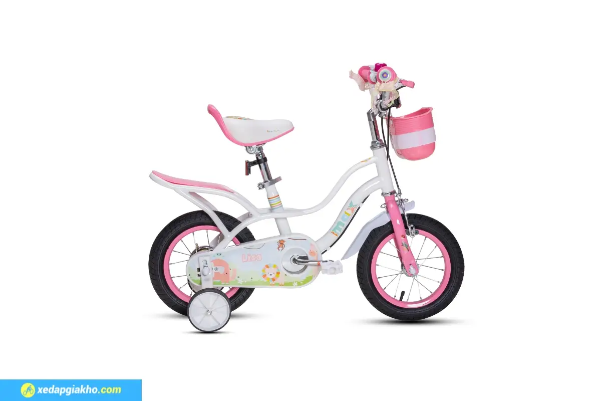 Xe Đạp Trẻ Em Bé Gái Max Bike Lisa 12 Inch màu trắng