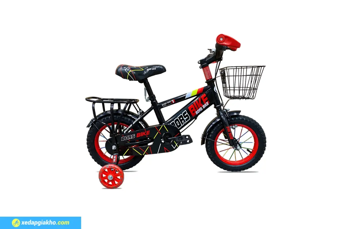Xe Đạp Trẻ Em Bé Trai Bors Bike 12 Inch Màu Đen Đỏ