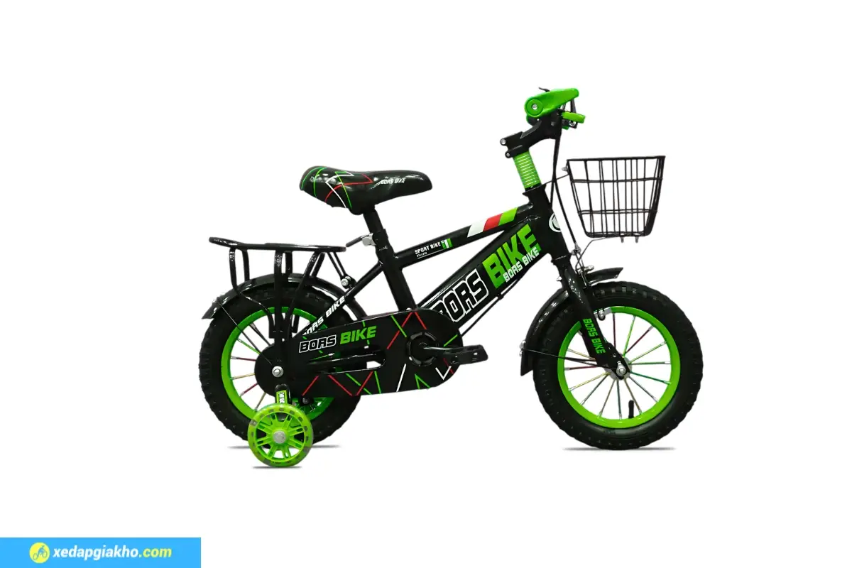 Xe Đạp Trẻ Em Bé Trai Bors Bike 12 Inch màu Đen Xanh Lá