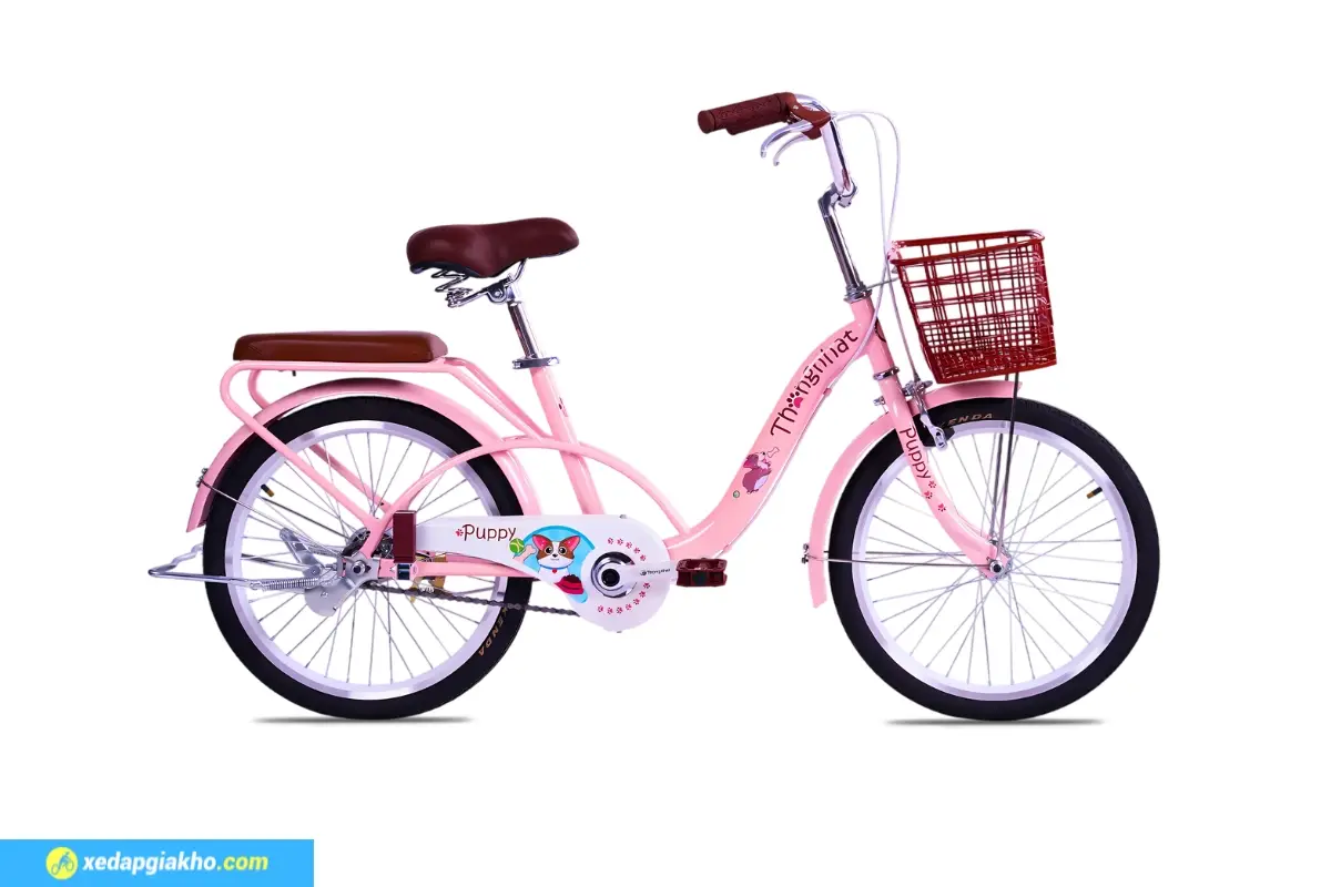 Xe Đạp Trẻ Em Bé Gái Thống Nhất Puppy 20 Inch Màu Hồng