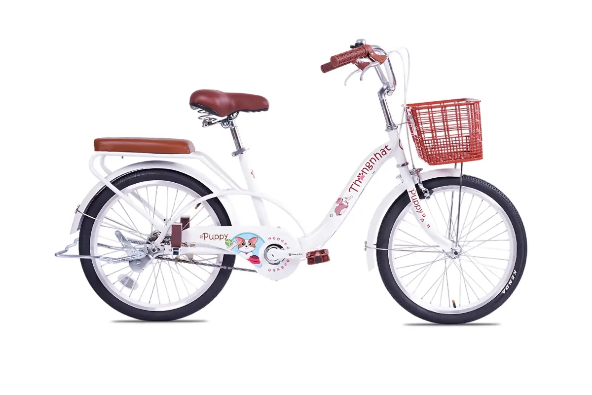 Xe Đạp Trẻ Em Bé Gái Thống Nhất Puppy 20 Inch Màu Trắng