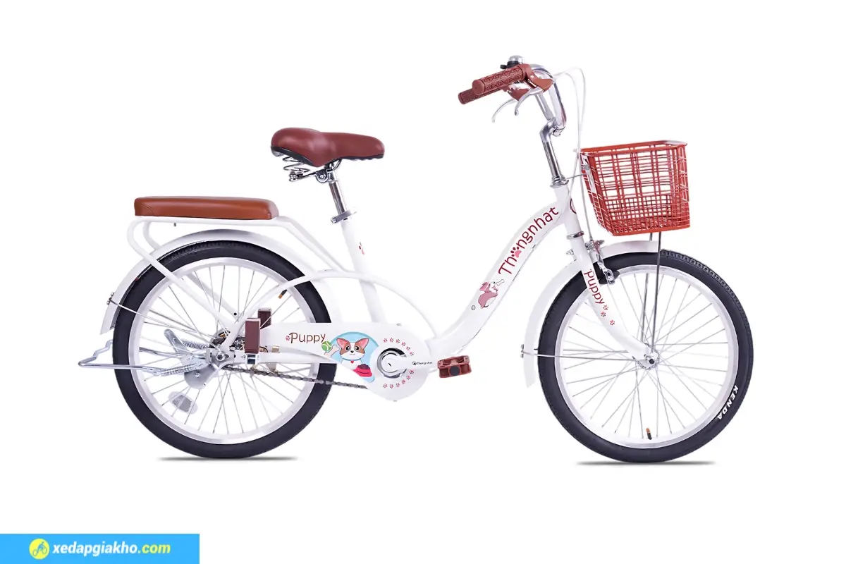 Xe Đạp Trẻ Em Bé Gái Thống Nhất Puppy 20 Inch Màu Trắng
