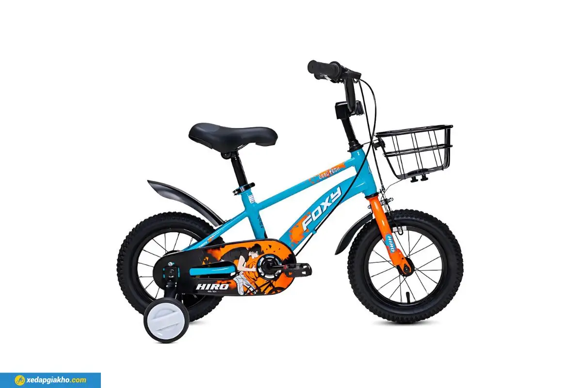 Xe Đạp Trẻ Em Bé Trai Foxy Hiro 1 12 Inch Xanh Dương Cam