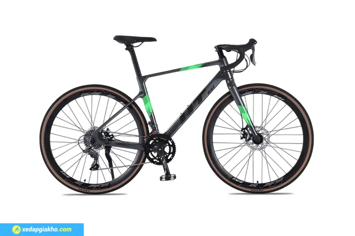 Xe Đạp Đua QT Bike GTS500 - Khung Nhôm, Shimano Tourney 6 Xe Đạp Đua QT GTS500 ghi xanh lá