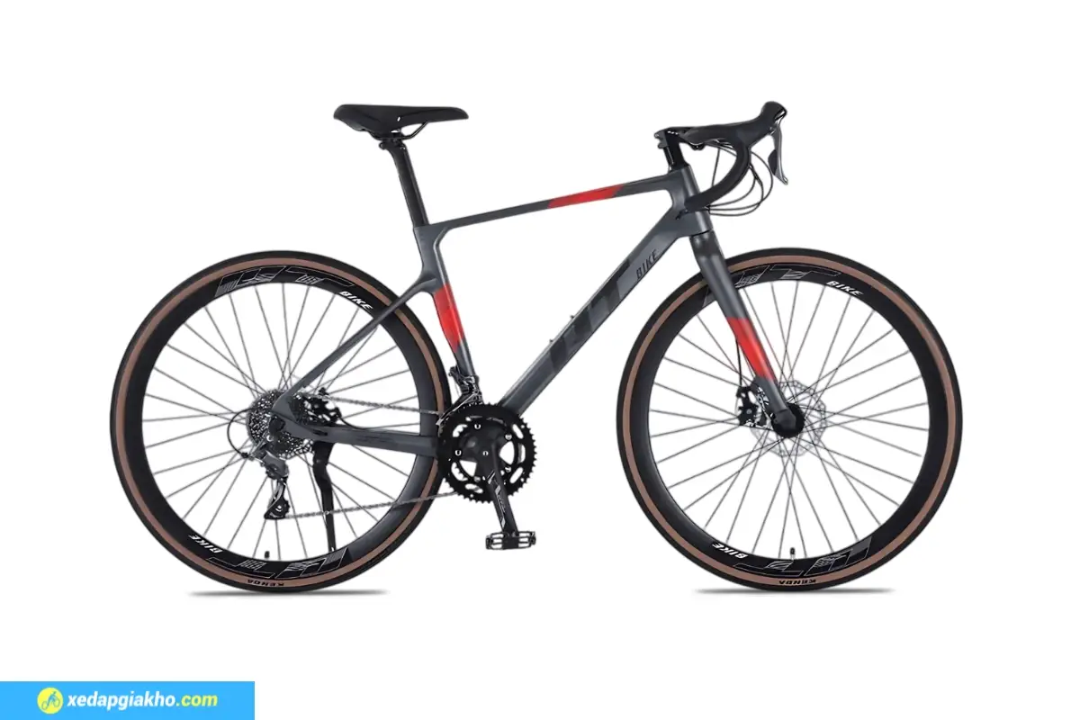 Xe Đạp Đua QT Bike GTS500 - Khung Nhôm, Shimano Tourney 3 Xe Đạp Đua QT GTS500 màu ghi đỏ