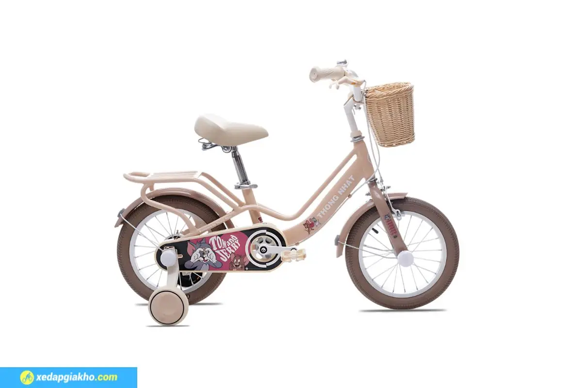 Xe Đạp Trẻ Em Bé Gái Thống Nhất Tom And Jerry 14 inch Hồng