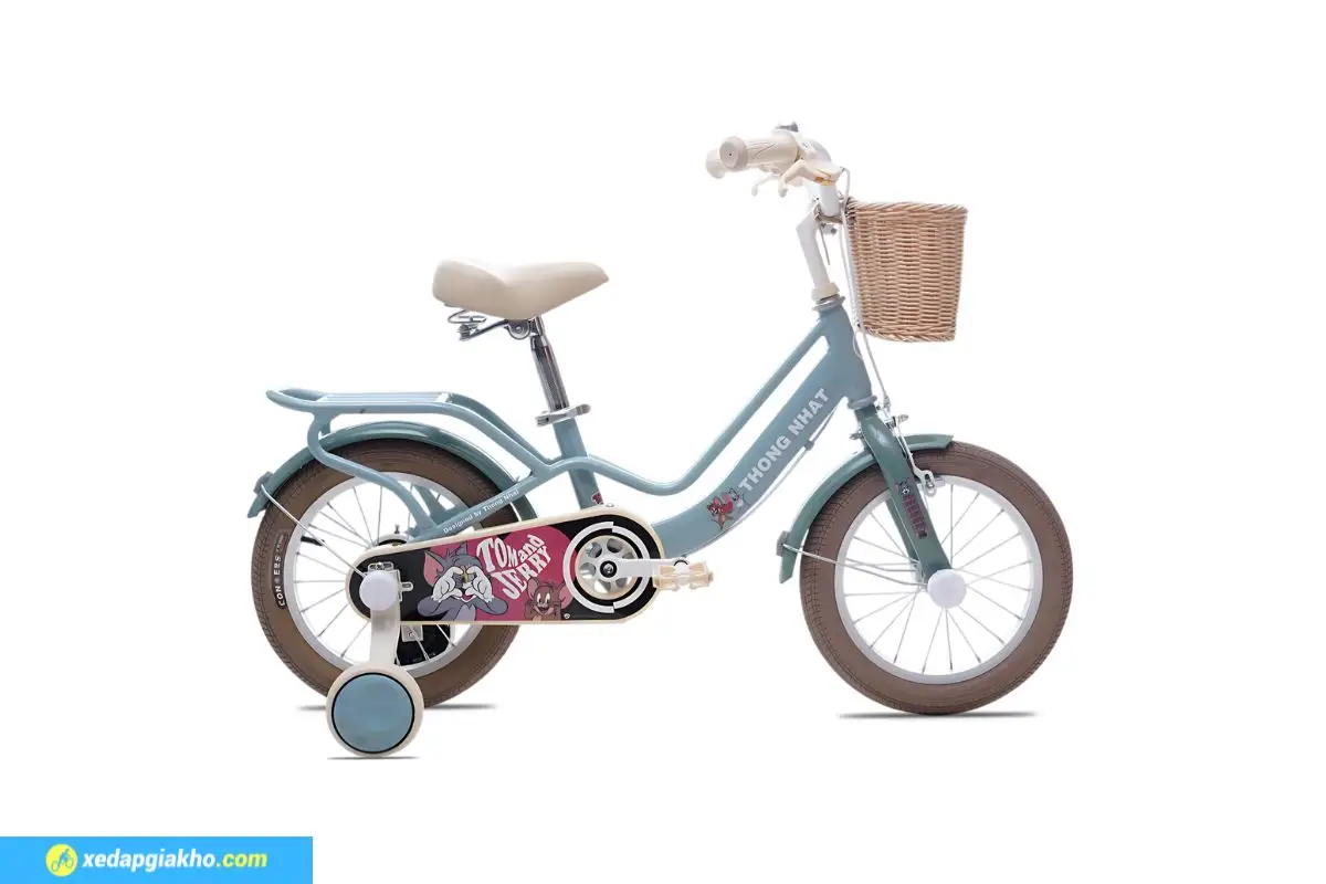 Xe Đạp Trẻ Em Bé Gái Thống Nhất Tom And Jerry 14 inch Xanh