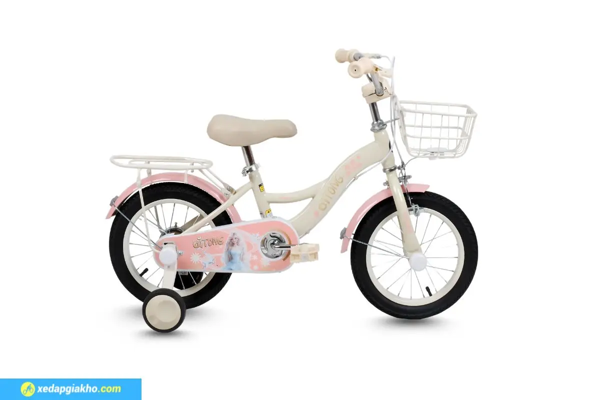 Xe Đạp Trẻ Em Qitong Anna 16 Inch 2 Xe Đạp Trẻ Em Qitong Anna 16 Inch Màu Kem Hồng