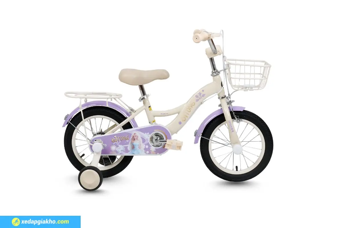 Xe Đạp Trẻ Em Qitong Anna 16 Inch 4 Xe Đạp Trẻ Em Qitong Anna 16 Inch Màu Kem Tím