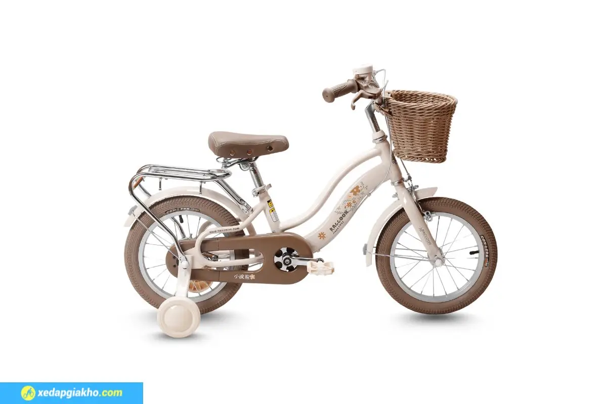 Xe Đạp Trẻ Em Raccoon Nina 16 Inch Màu Kem