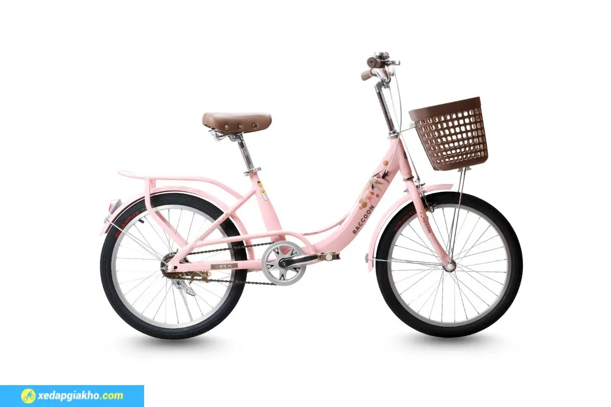 Xe Đạp Trẻ Em Raccoon Rina 22 Inch Màu Hồng