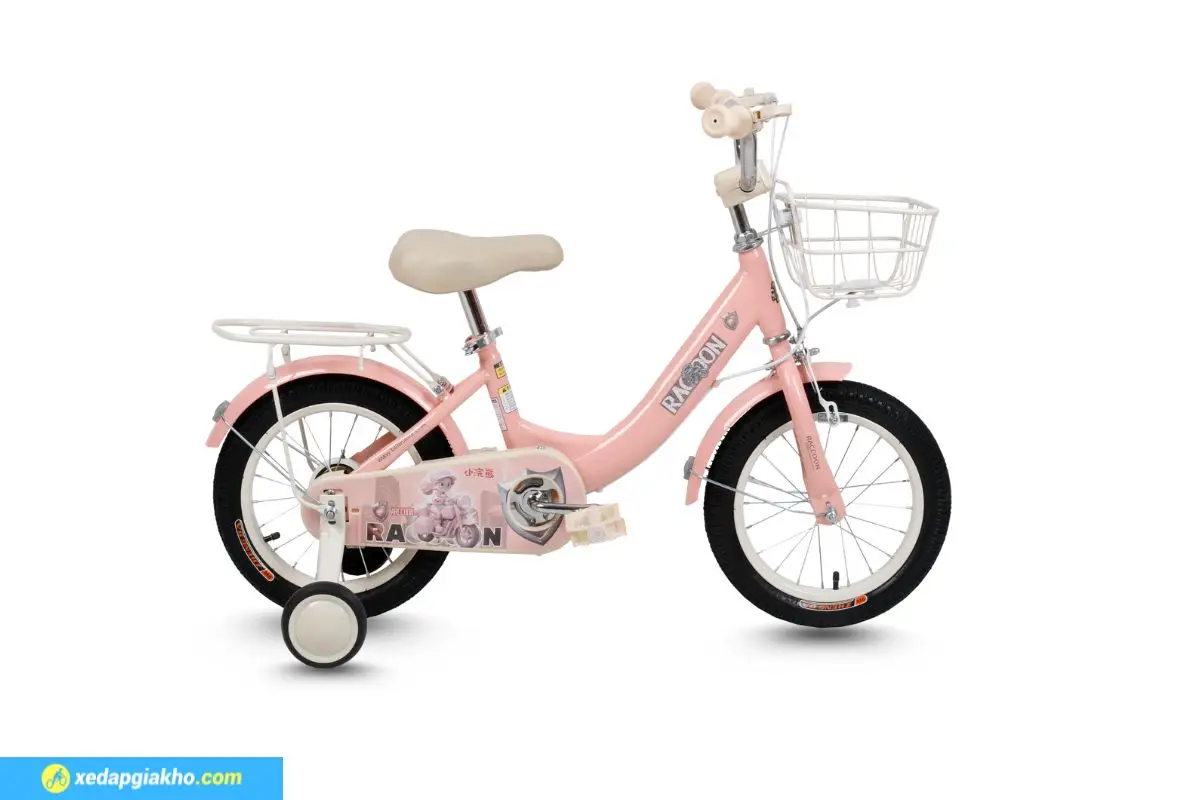 _Xe Đạp Trẻ Em Raccoon Tina 14 Inch Màu Hồng