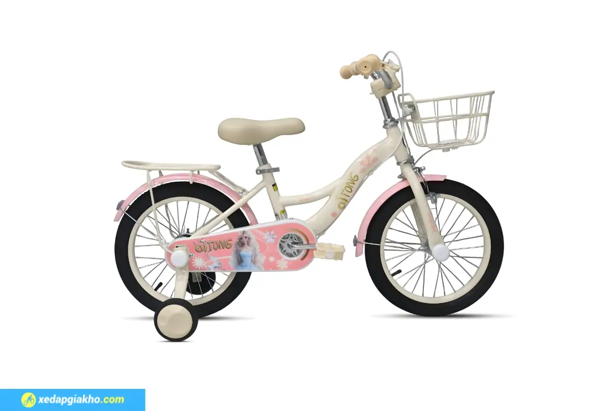 Xe đạp Qitong Anna 18 inch màu kem hồng