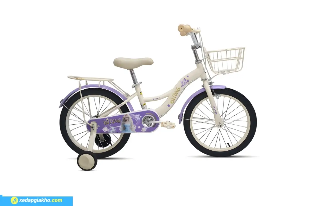 Xe đạp Qitong Anna 18 inch màu kem tím