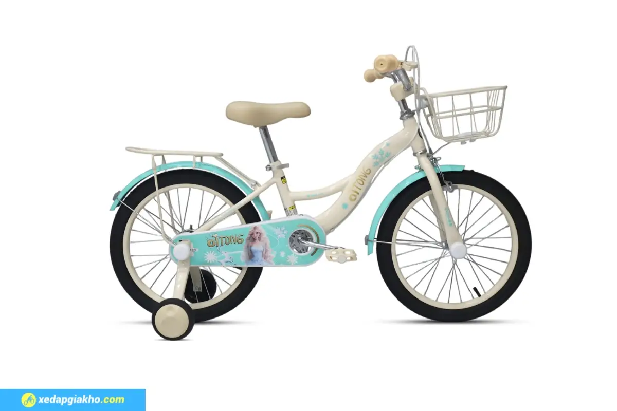 Xe đạp Qitong Anna 18 inch màu kem xanh lá