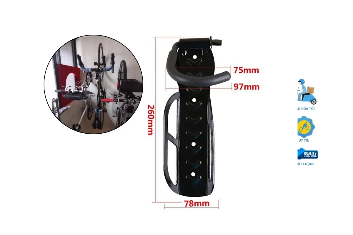 Móc treo xe đạp lên tường