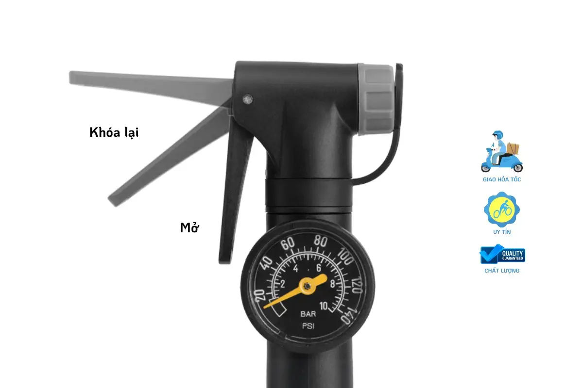 Bơm Xe Đạp Mini Raca - Tích Hợp Đồng Hồ Đo Áp Suất 9 Bơm Xe Đạp Mini Raca