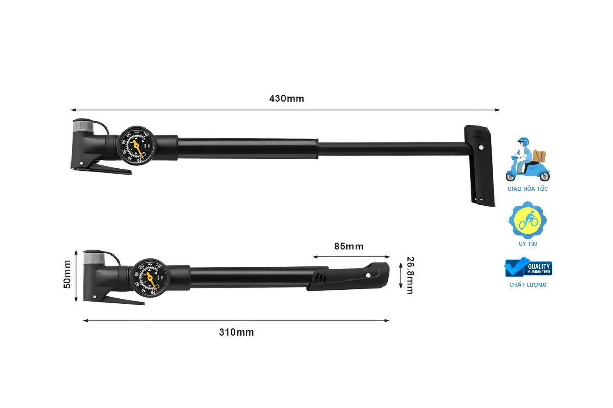 Bơm Xe Đạp Mini Raca - Tích Hợp Đồng Hồ Đo Áp Suất 8 Bơm Xe Đạp Mini Raca