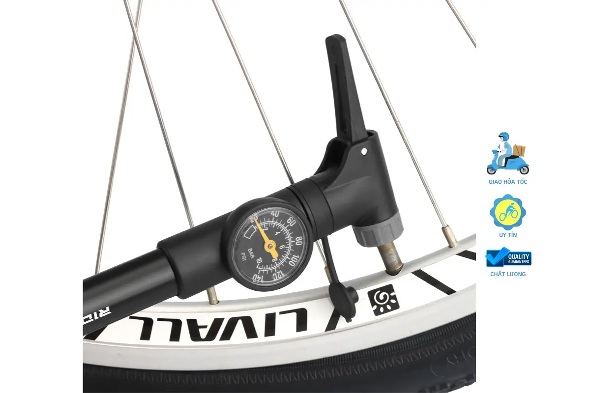 Bơm Xe Đạp Mini Raca - Tích Hợp Đồng Hồ Đo Áp Suất 5 Bơm Xe Đạp Mini Raca