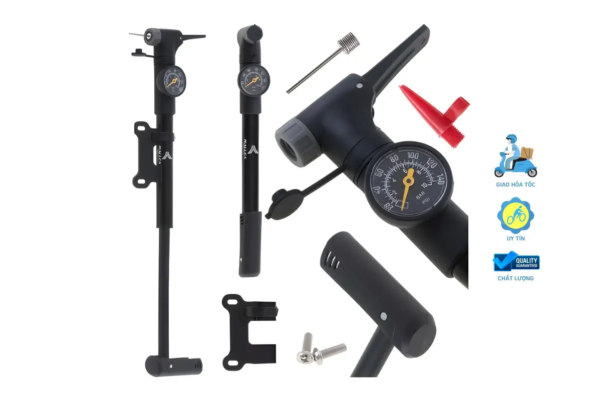 Bơm Xe Đạp Mini Raca - Tích Hợp Đồng Hồ Đo Áp Suất 4 Bơm Xe Đạp Mini Raca
