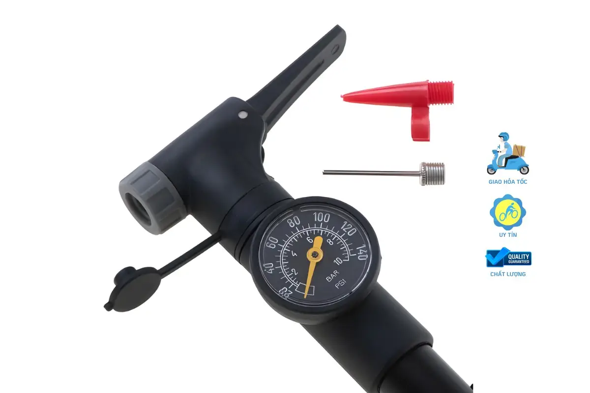 Bơm Xe Đạp Mini Raca - Tích Hợp Đồng Hồ Đo Áp Suất 3 Bơm Xe Đạp Mini Raca