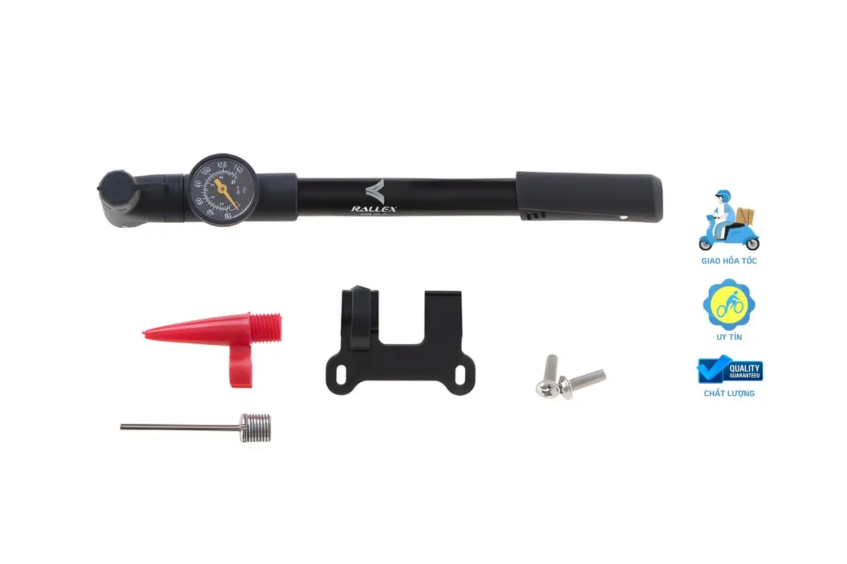 Bơm Xe Đạp Mini Raca - Tích Hợp Đồng Hồ Đo Áp Suất 2 Bơm Xe Đạp Mini Raca