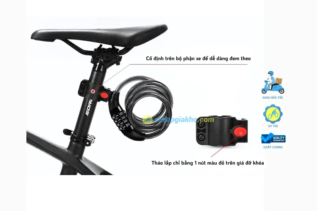 Khóa Dây Xe Đạp Raca - 4 Số Mật Mã 2 Khóa Dây Xe Đạp Raca
