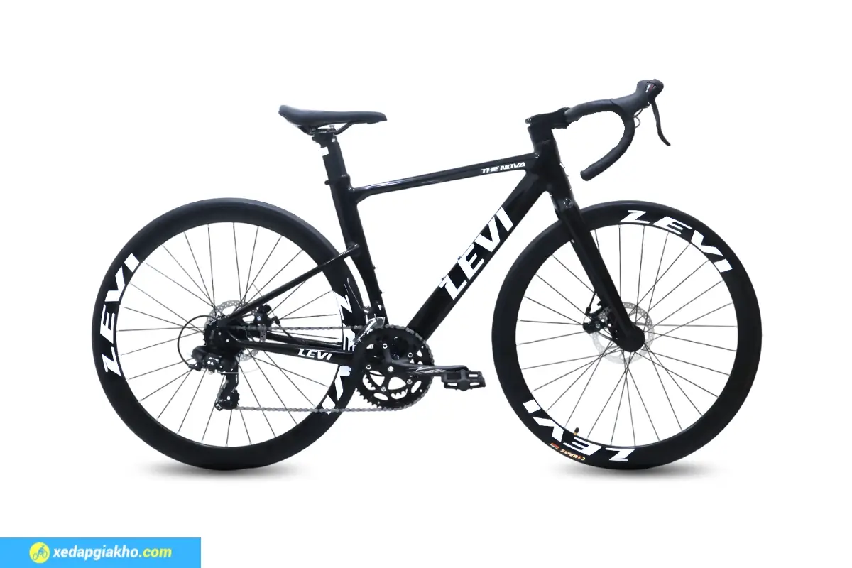 Xe Đạp Đua Levi Nova - Khung Nhôm, Shimano, Tay Đề Lắc 5 Xe Đạp Đua Levi Nova Màu Đen Trắng