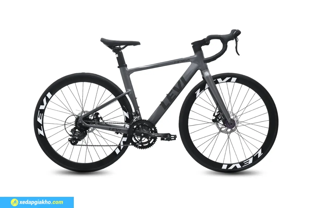 Xe Đạp Đua Levi Nova - Khung Nhôm, Shimano, Tay Đề Lắc 2 Xe Đạp Đua Levi Nova Màu Ghi Đen