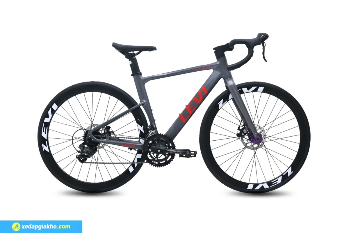 Xe Đạp Đua Levi Nova - Khung Nhôm, Shimano, Tay Đề Lắc 4 Xe Đạp Đua Levi Nova Màu Ghi Đỏ (2)