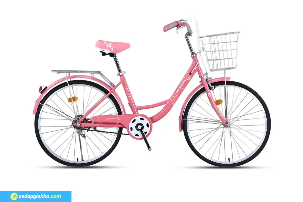 Xe Đạp Phổ Thông Berry 24 inch - Xe Đạp Từ Thiện 5 Xe Đạp Phổ Thông Berry 24 inch Màu Hồng - Xe Đạp Từ Thiện