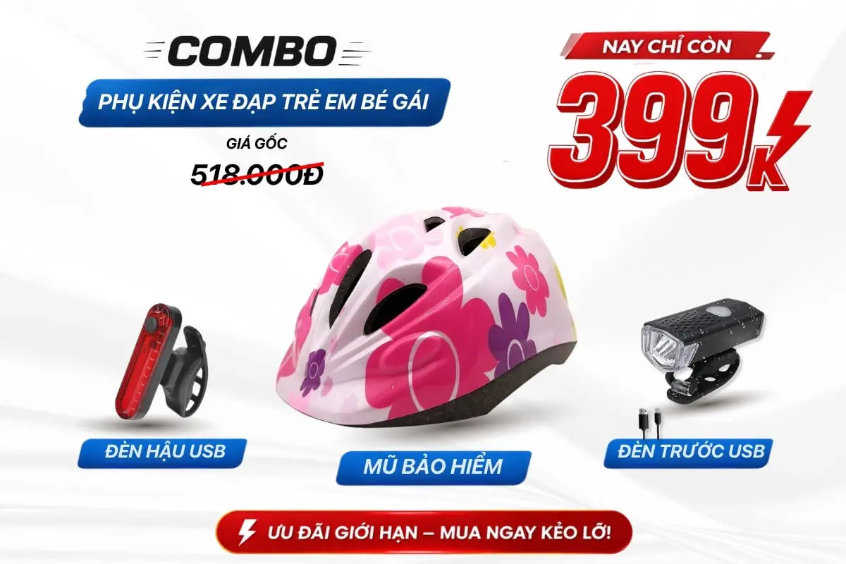 Combo phụ kiện xe đạp bé gái 399k