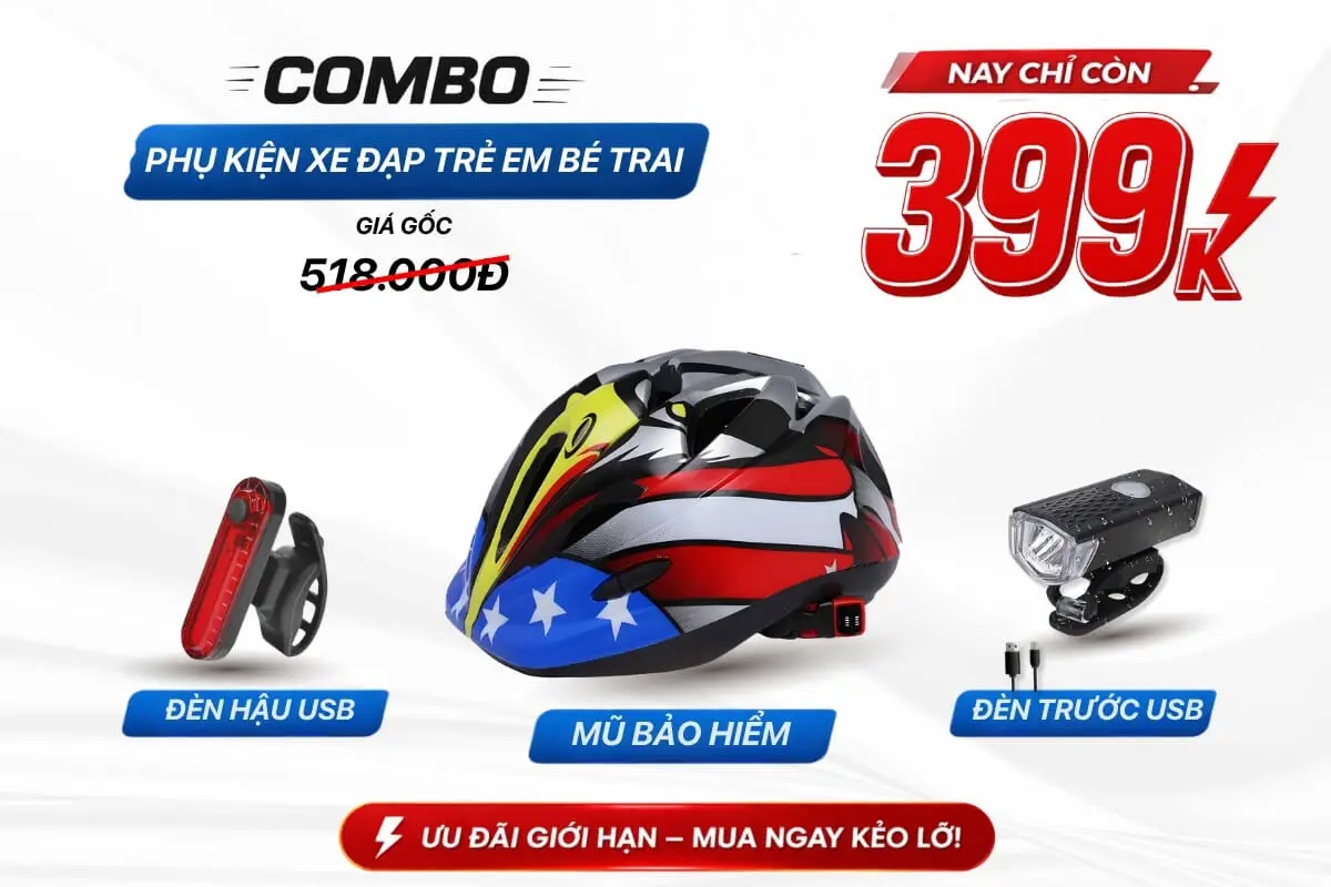 Combo phụ kiện xe đạp bé trai 399k