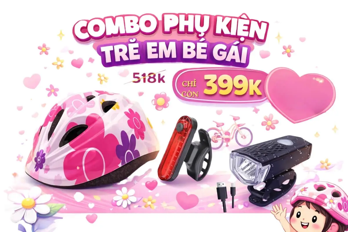 Mua combo phụ kiện xe đạp cho bé gái