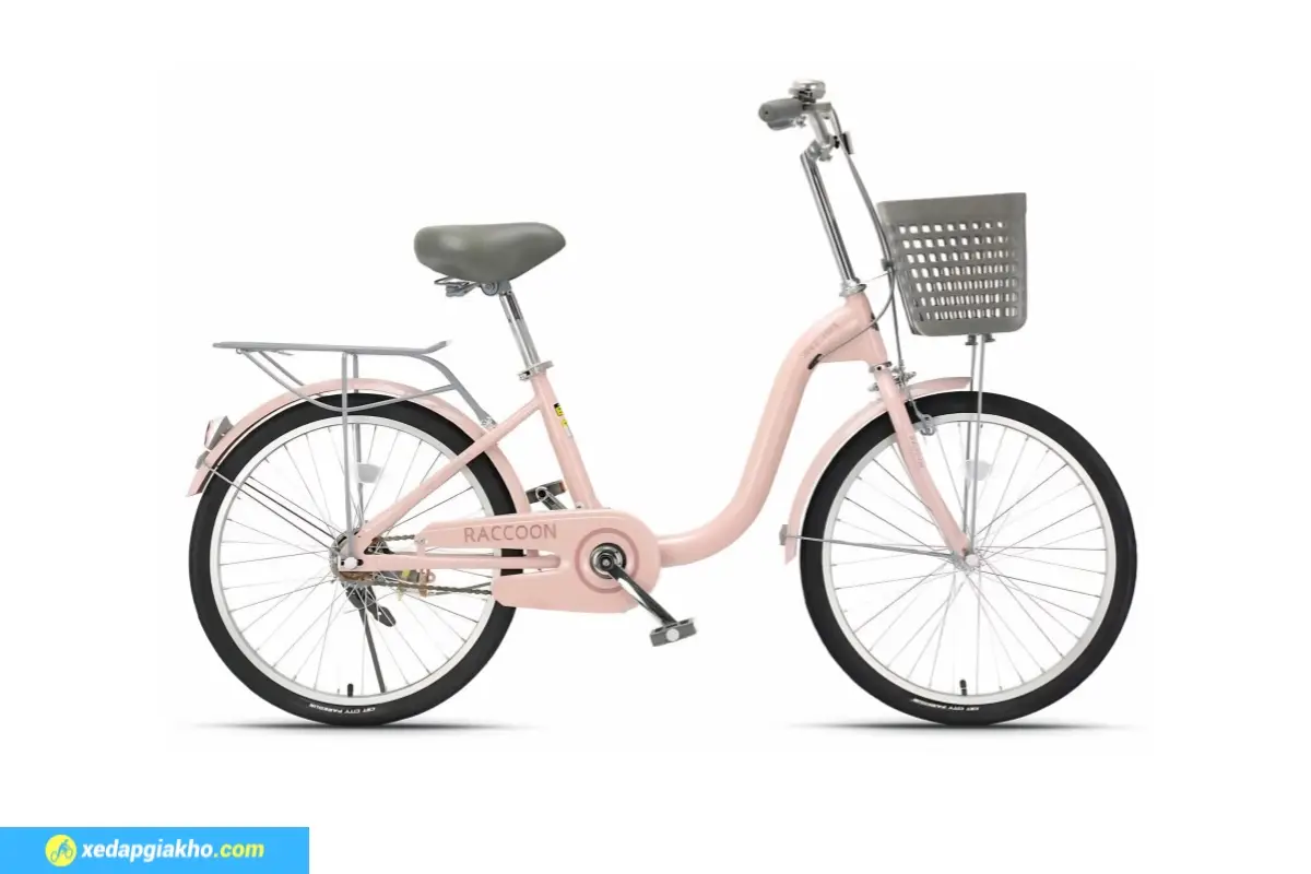 Xe đạp nữ Raccoon Hanna 24 inch màu hồng