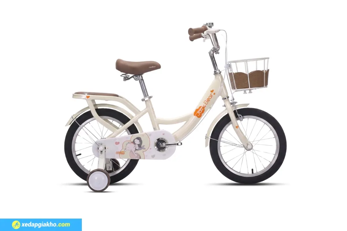 Xe đạp trẻ em bé gái Jazz Bear A-2305 16 inch màu kem