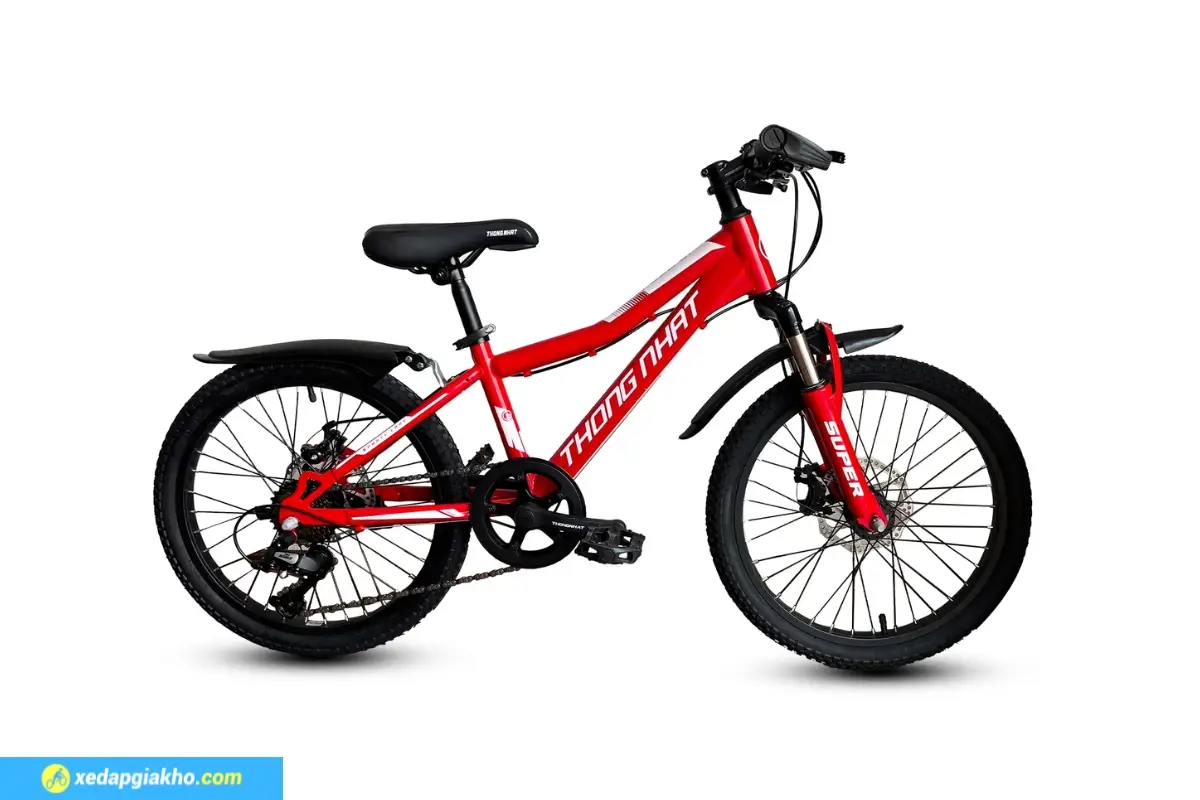 Xe Đạp Địa Hình Trẻ Em Thống Nhất Super 20 Inch – Phanh Đĩa cơ 3 Xe đạp địa hình trẻ em Thống Nhất Super 20 inch màu đỏ