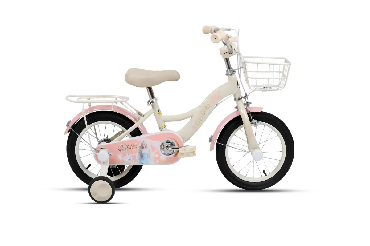 xe đạp trẻ em qitong anna 12 inch màu kem