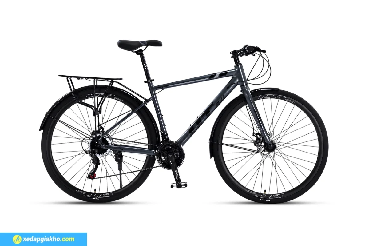 Xe đạp touring QT Bike GTS100 khung nhôm, màu xám ghi