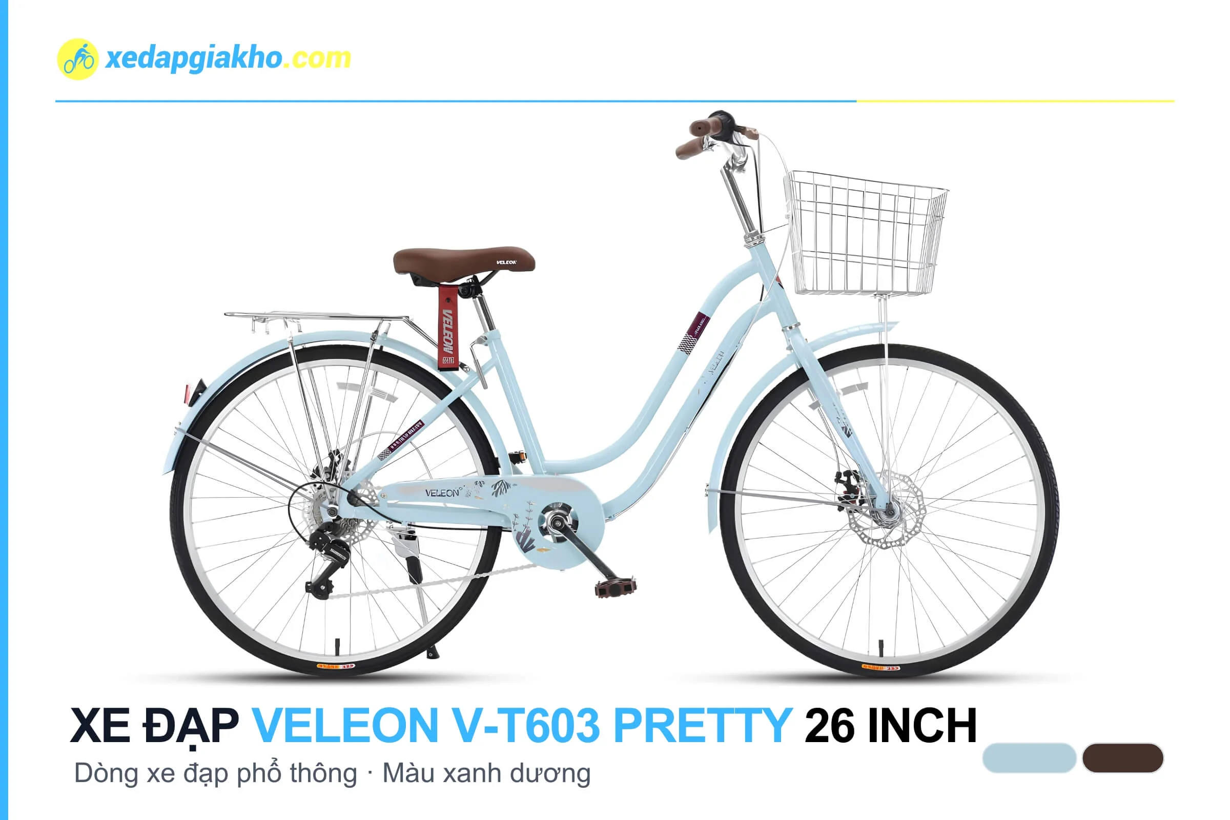 Xe Đạp Nữ Veleon V-T603 Pretty 26 Inch 4 Xe đạp nữ Veleon V-T603 Pretty 26 inch xanh dương