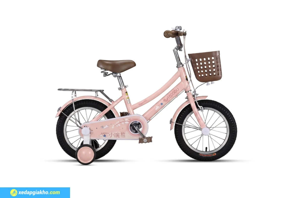 Xe đạp trẻ em Raccoon Lana 14 inch màu hồng