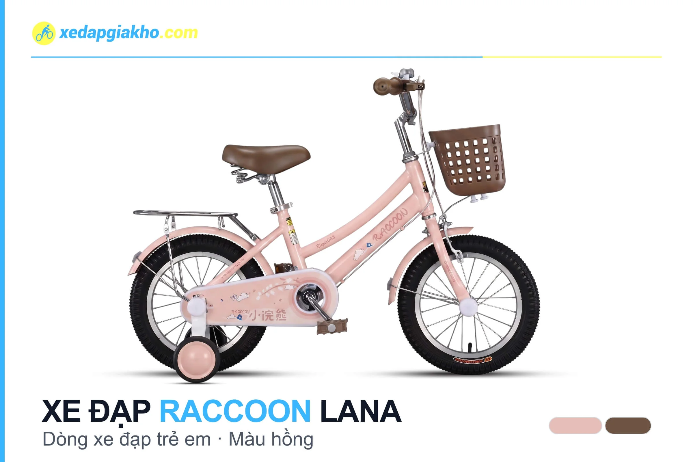 Xe Đạp Trẻ Em Raccoon Lana 16 Inch 3 Xe đạp trẻ em Raccoon Lana màu hồng
