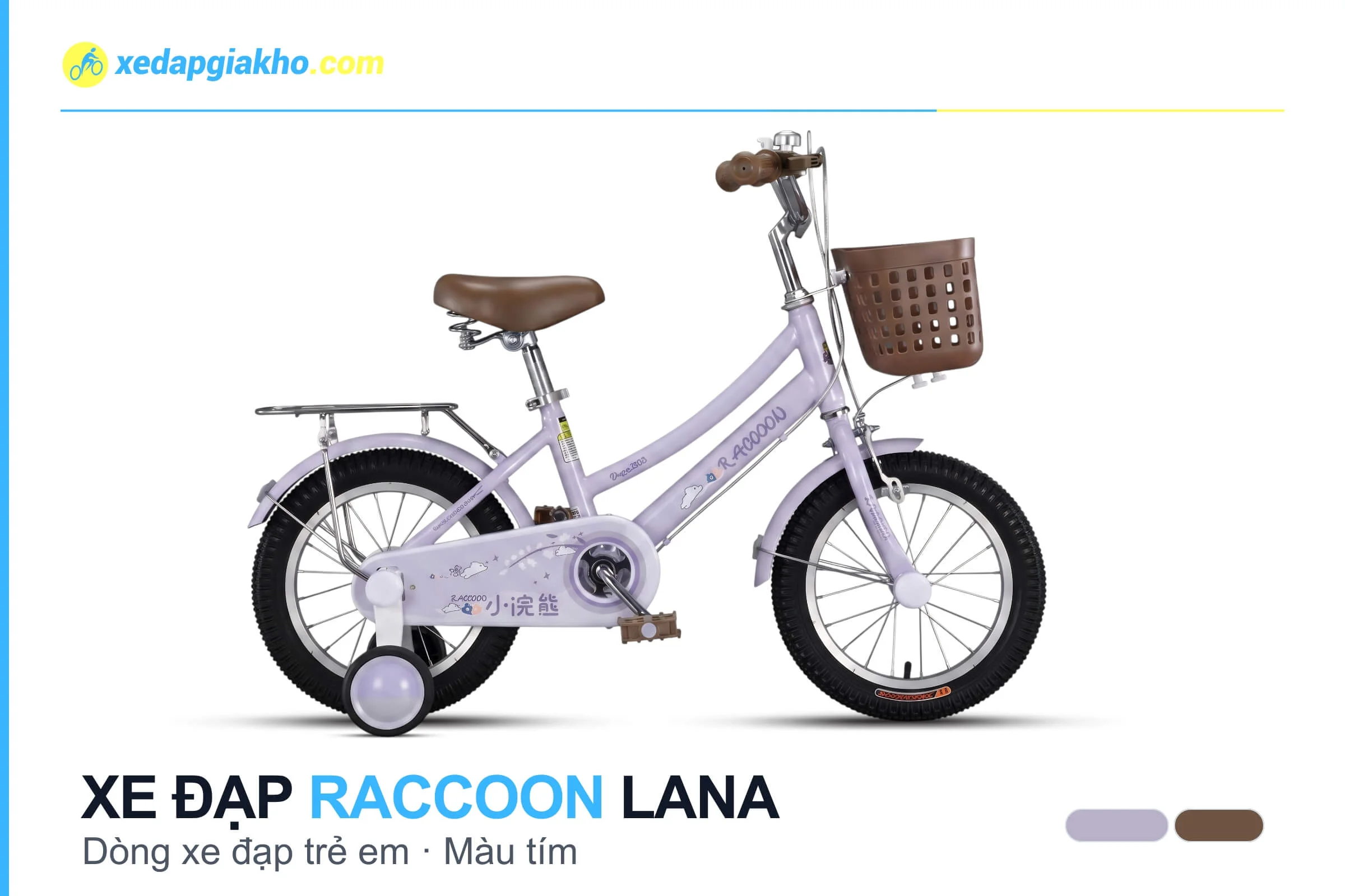 Xe Đạp Trẻ Em Raccoon Lana 16 Inch 2 Xe đạp trẻ em Raccoon Lana màu tím