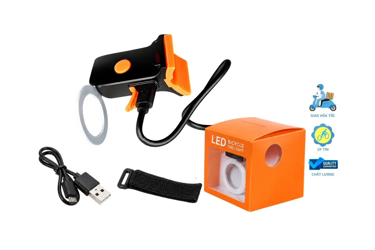 Đèn hậu xe đạp dạng tròn sạc USB