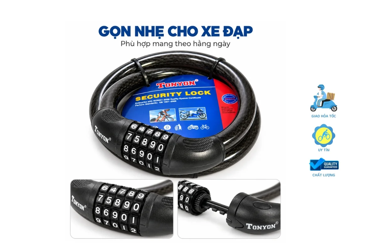 Khoá dây Tonyon 5 số đổi mật khẩu