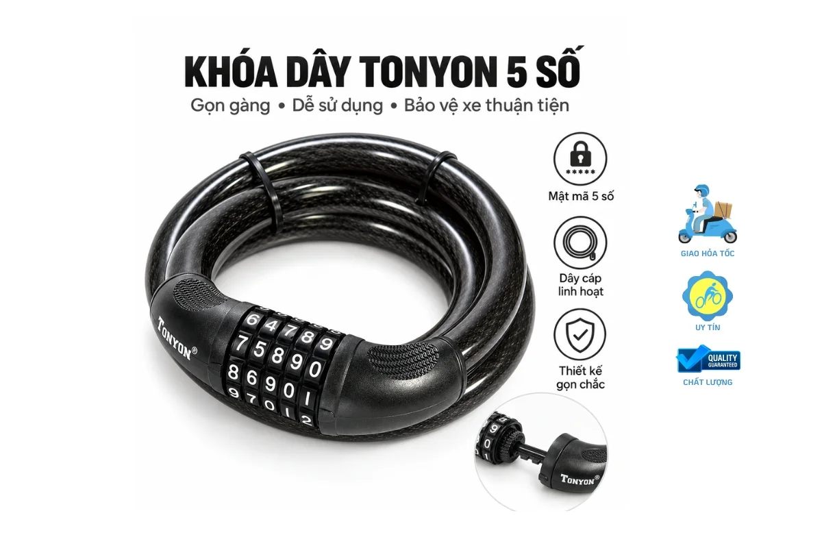 Khoá dây Tonyon 5 số đổi mật khẩu