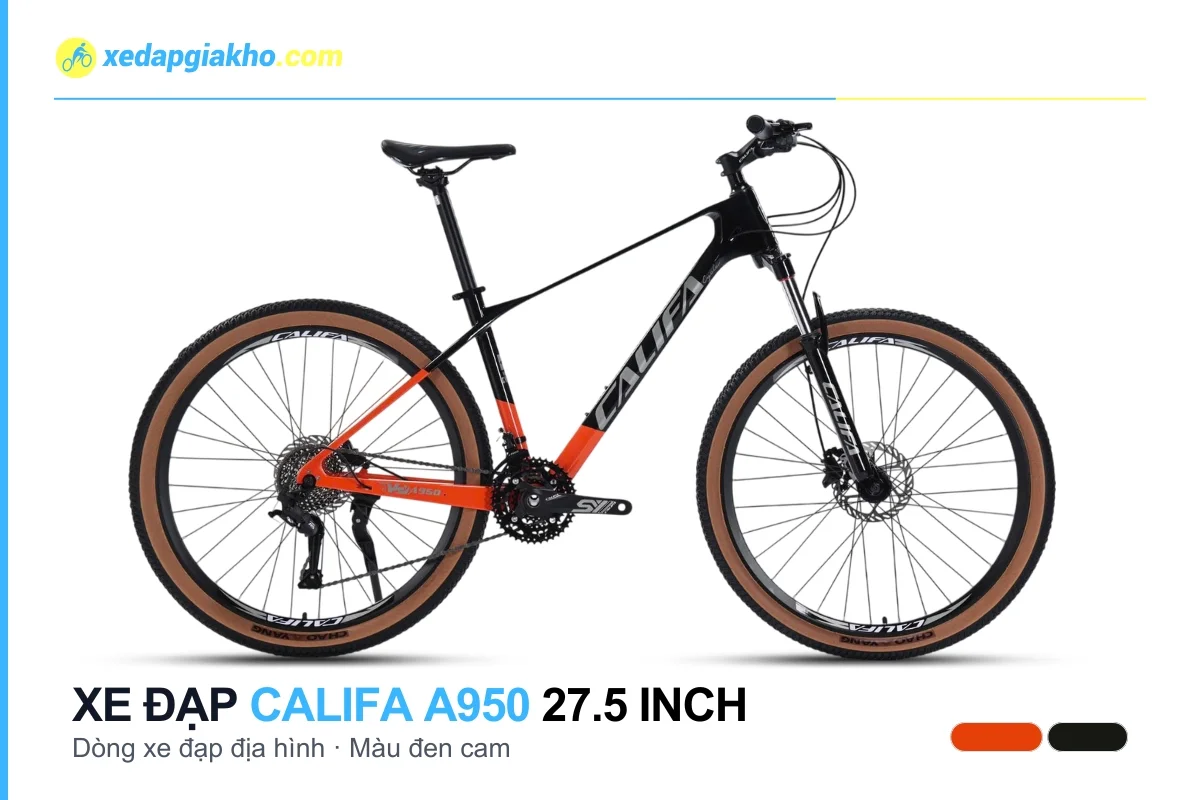 Xe đạp địa hình MTB Califa A950 27.5 inch màu đen cam