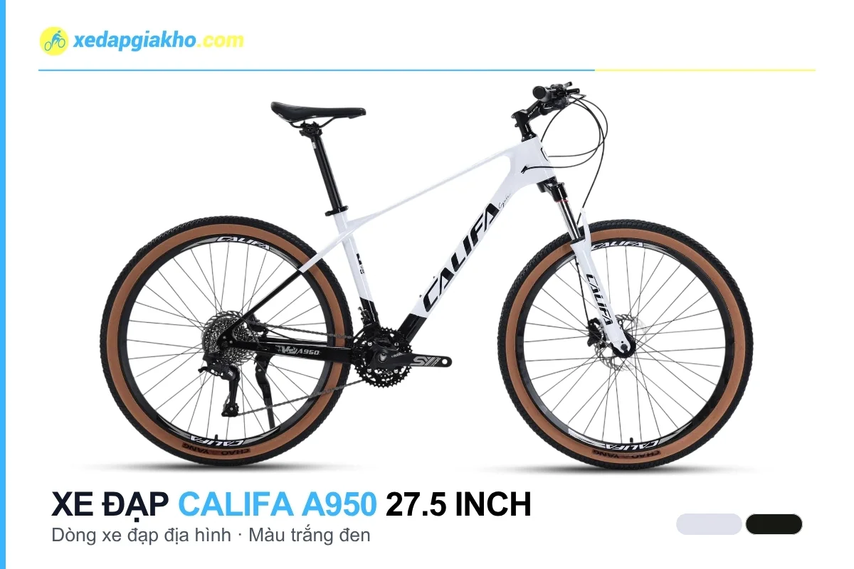 Xe đạp địa hình MTB Califa A950 27.5 inch màu trắng đen